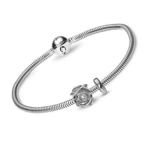 Image of Giv en sølv rose til Valentines på sølv armbånd fra Christina Watches